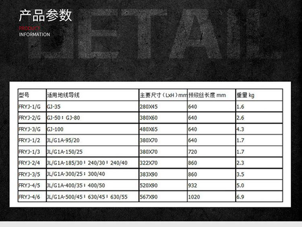 預繳式防振錘參數(shù)表